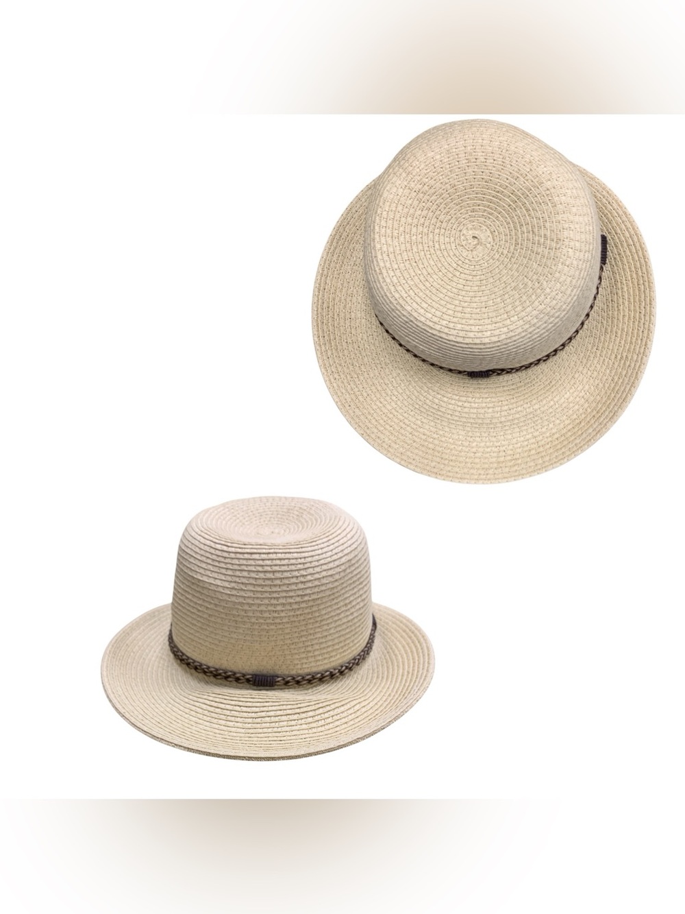 Jacobsons Braided Accent Neutral Straw Sun Hat